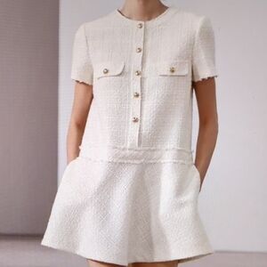 Zara NWT Short Structured Tweed Dress